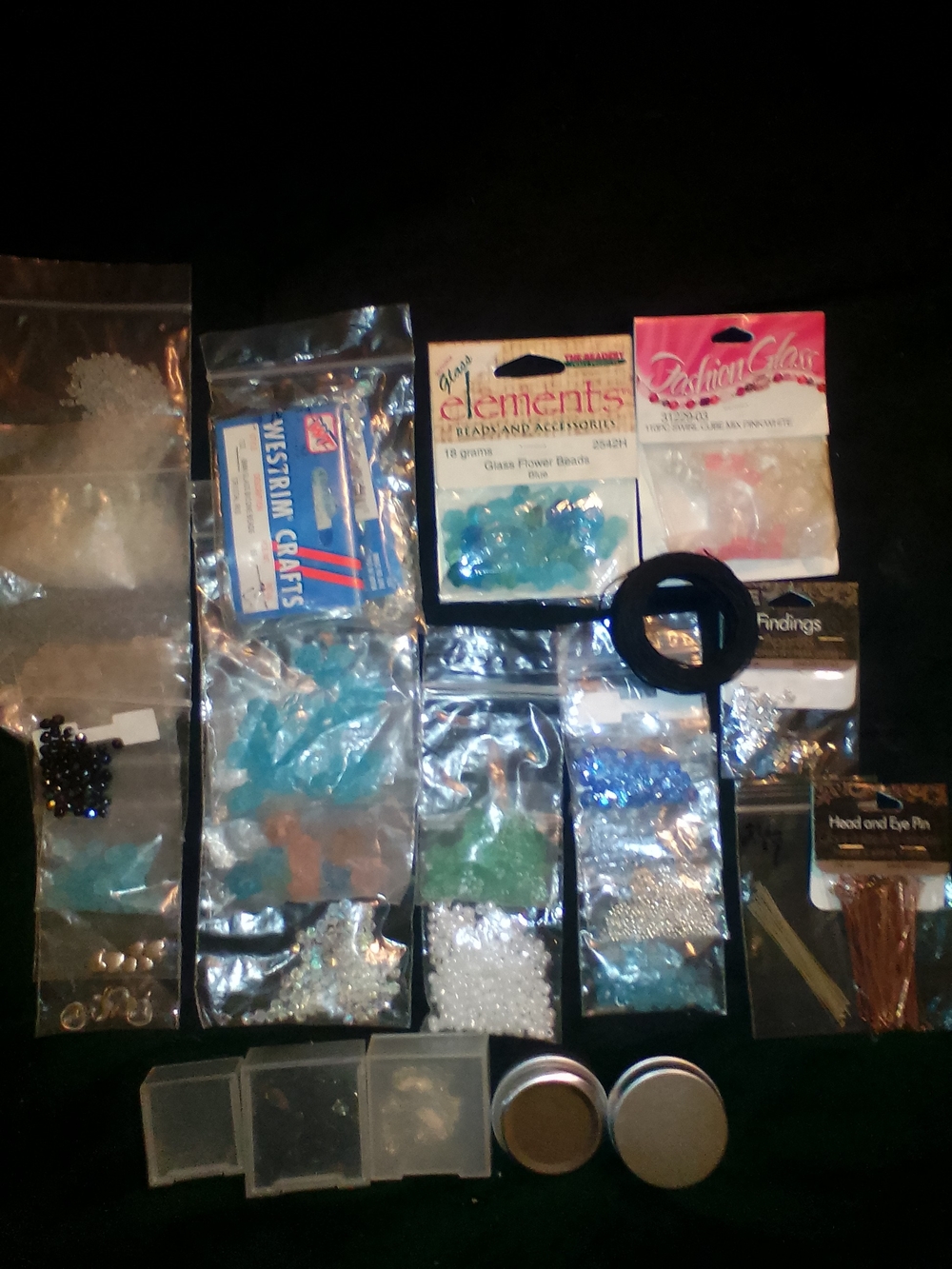 Assorted Beading Supplies - Blue, Aqua, White